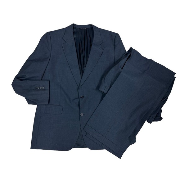 VTG Mens Burberrys' Suit Boyds Philadelphia Blue Wide Pinstripe Wool 48R - Picture 1 of 10